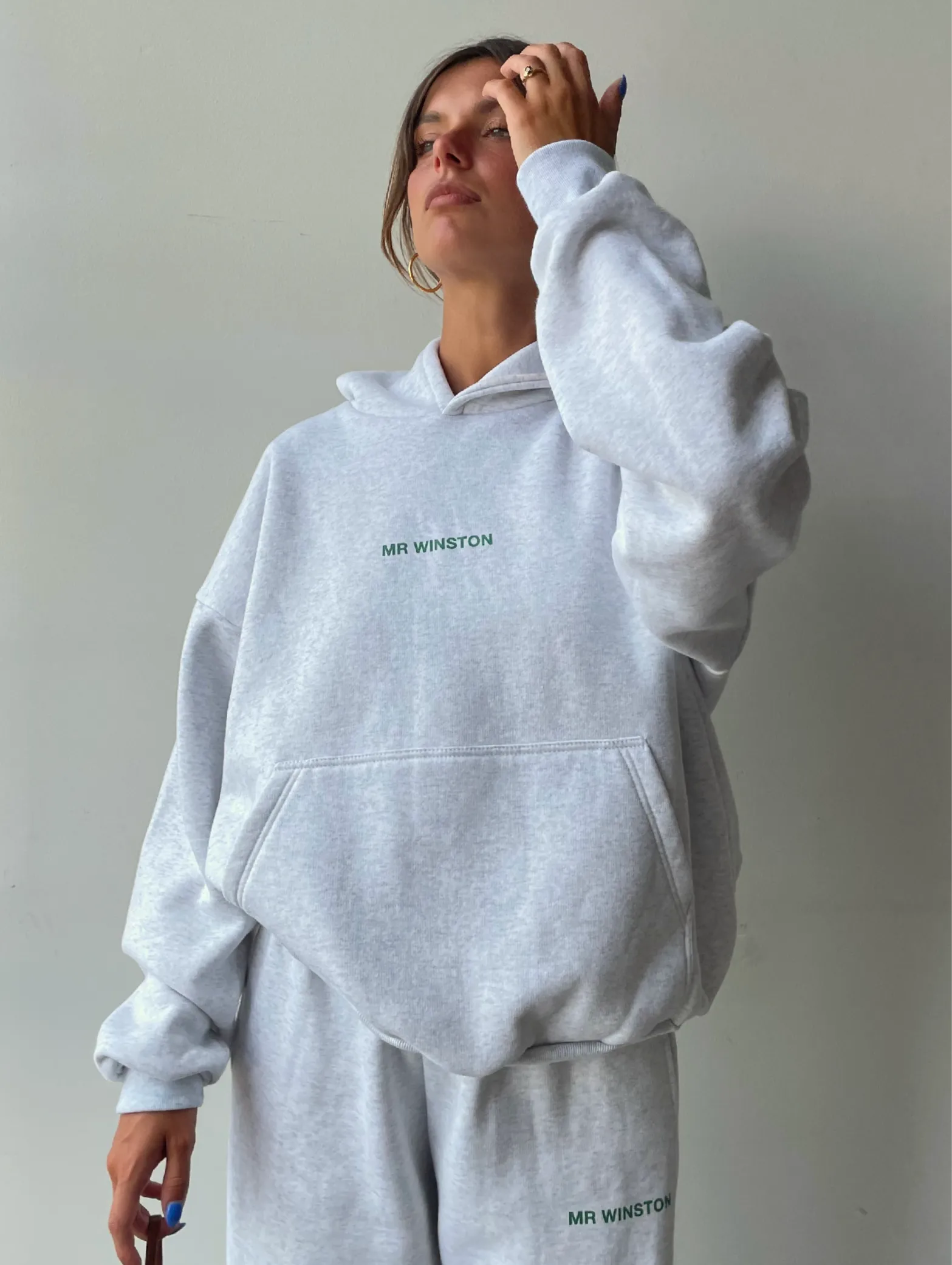 Grey Marle Puff Hooded Sweat