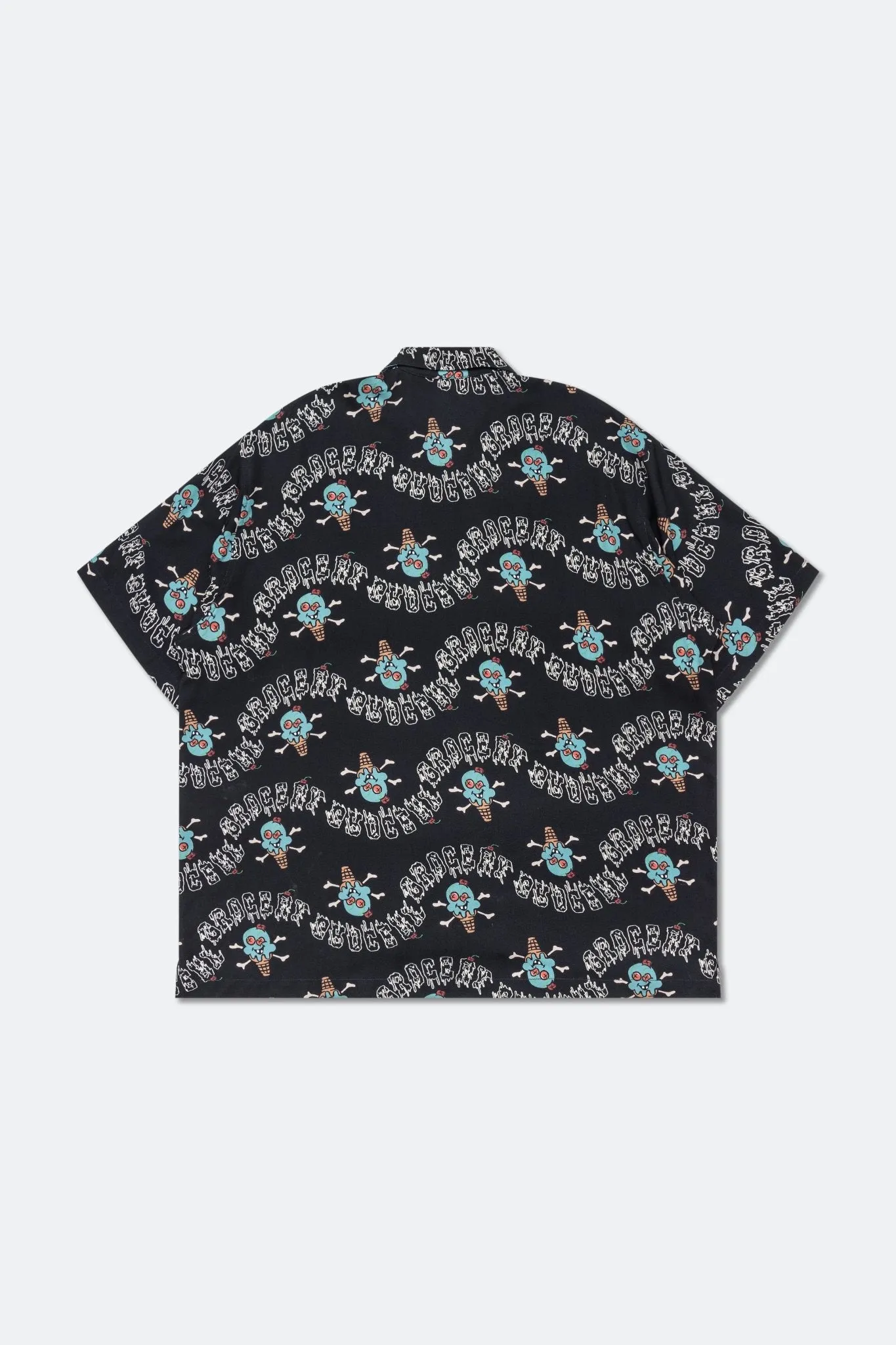 GROCERY X ICECREAM CONES AND BONES SHORT SLEEVE SHIRT/ BLACK