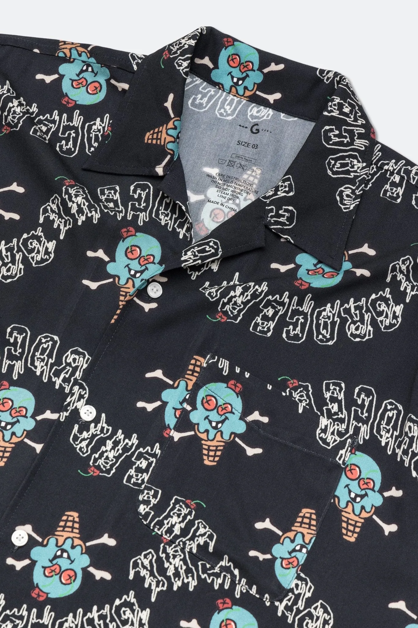 GROCERY X ICECREAM CONES AND BONES SHORT SLEEVE SHIRT/ BLACK