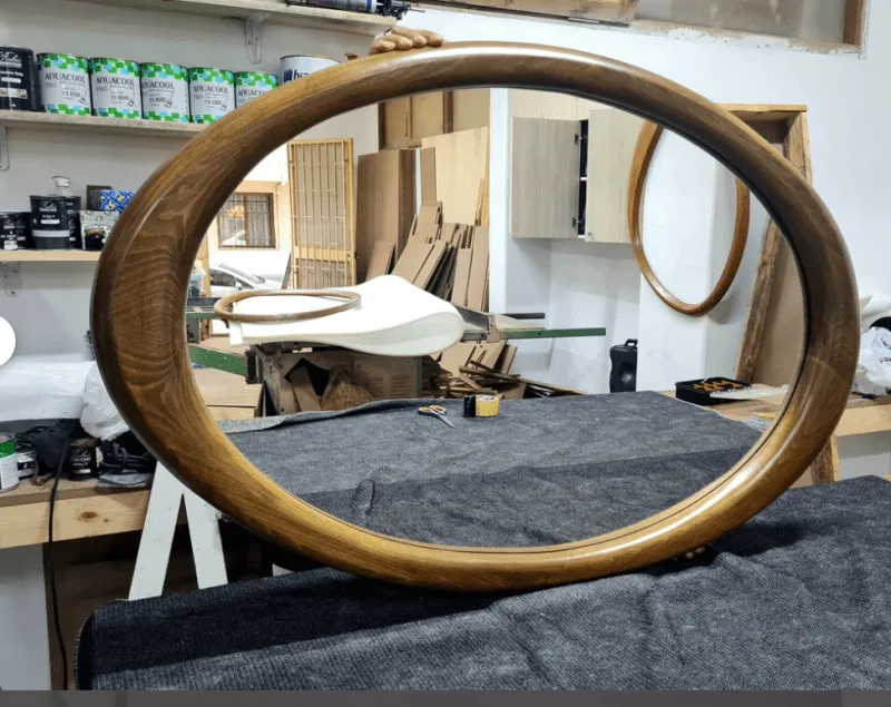 Handmade Designer Asymmetrical Wooden Mirror Frame