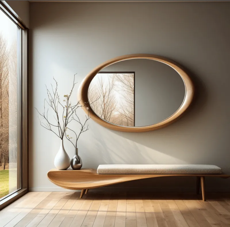 Handmade Designer Asymmetrical Wooden Mirror Frame
