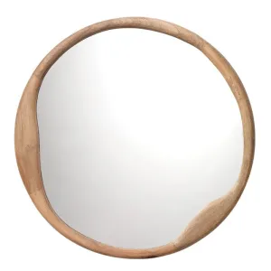 Handmade Round Mirror in Natural Wood