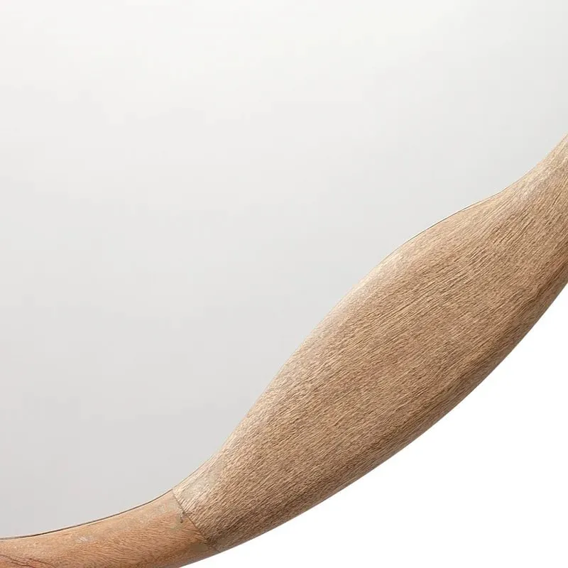 Handmade Round Mirror in Natural Wood