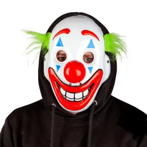 Happy Face Clown Mask Green Hair Circus Adult Halloween