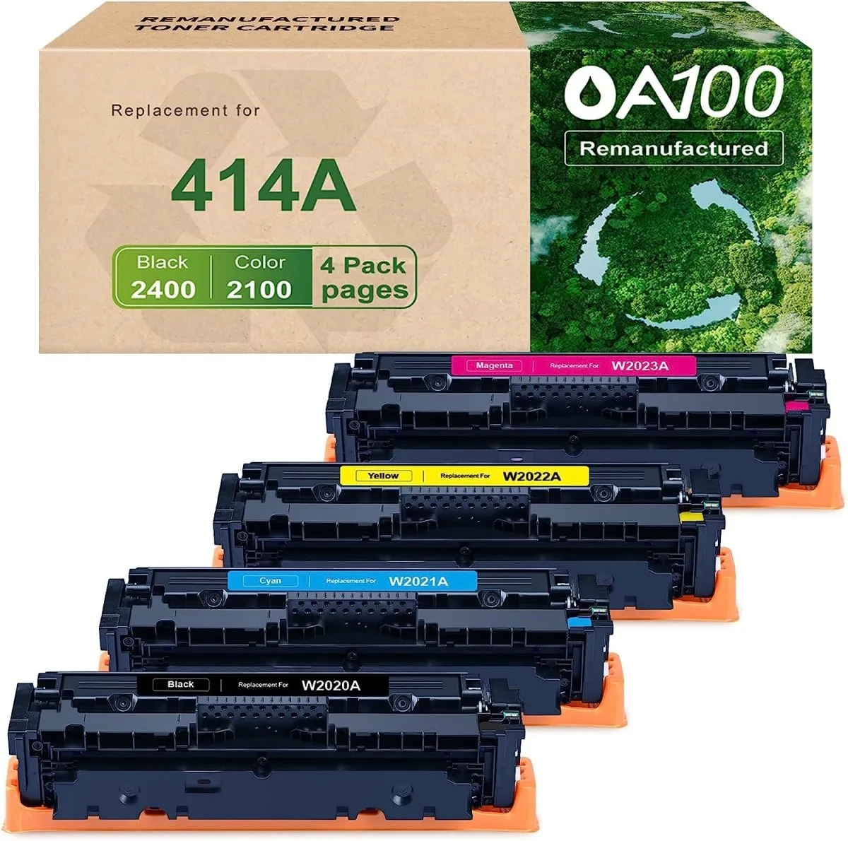 HP 414A Toner 4 Pack Replacement - Black Cyan Magenta Yellow OA100