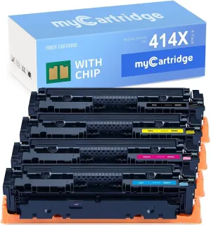 HP 414X Toner Cartridges 4 Pack High Yield Remanufactured myCartridge (Black Cyan Yellow Magenta)