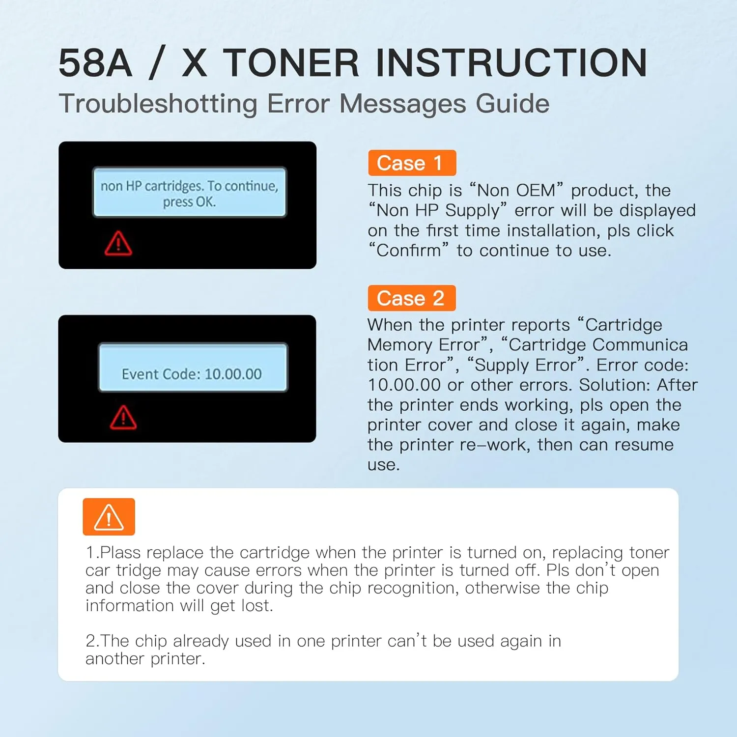 HP 58A 58X Compatible Toner Cartridge (2 Black with Chip)
