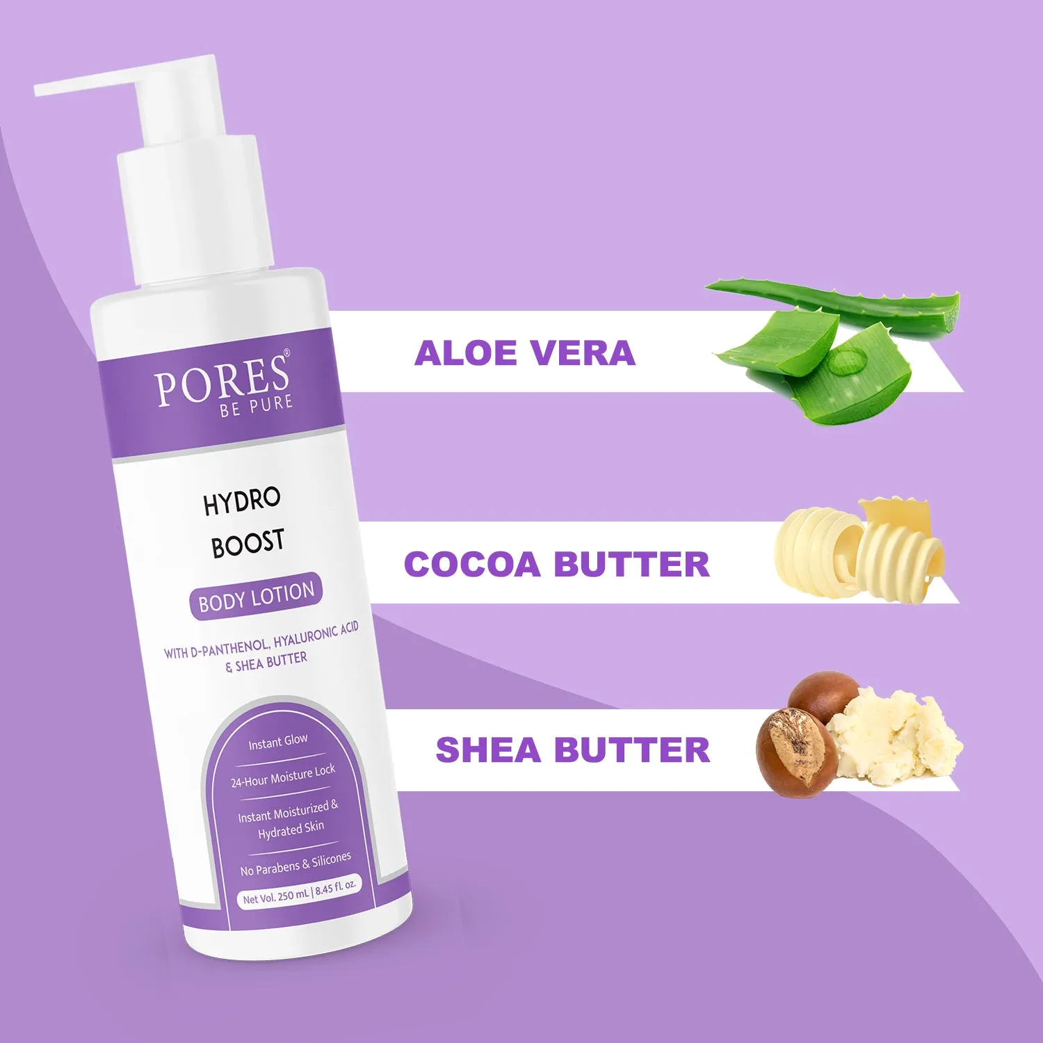 Hydro Boost Face & Body Lotion - With D-Panthenol, Hyaluronic Acid & Shea Butter - 250mL