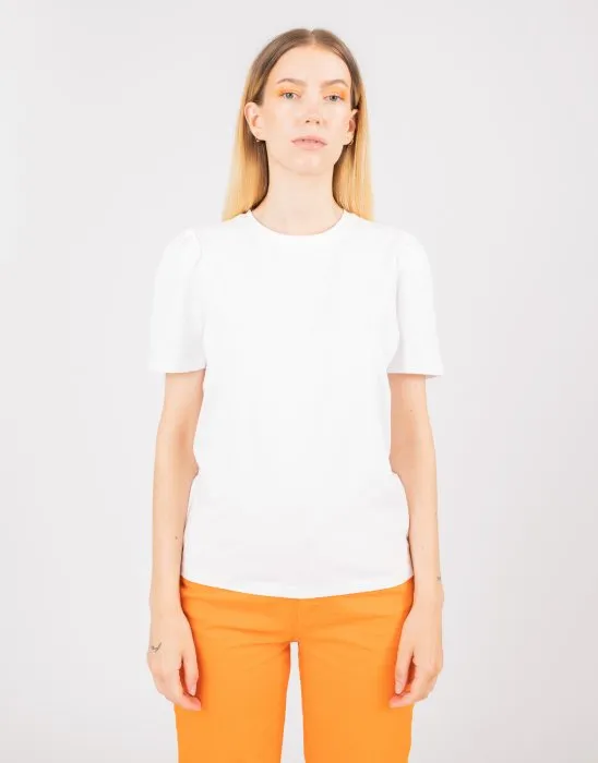 Janine Puff Tee - White