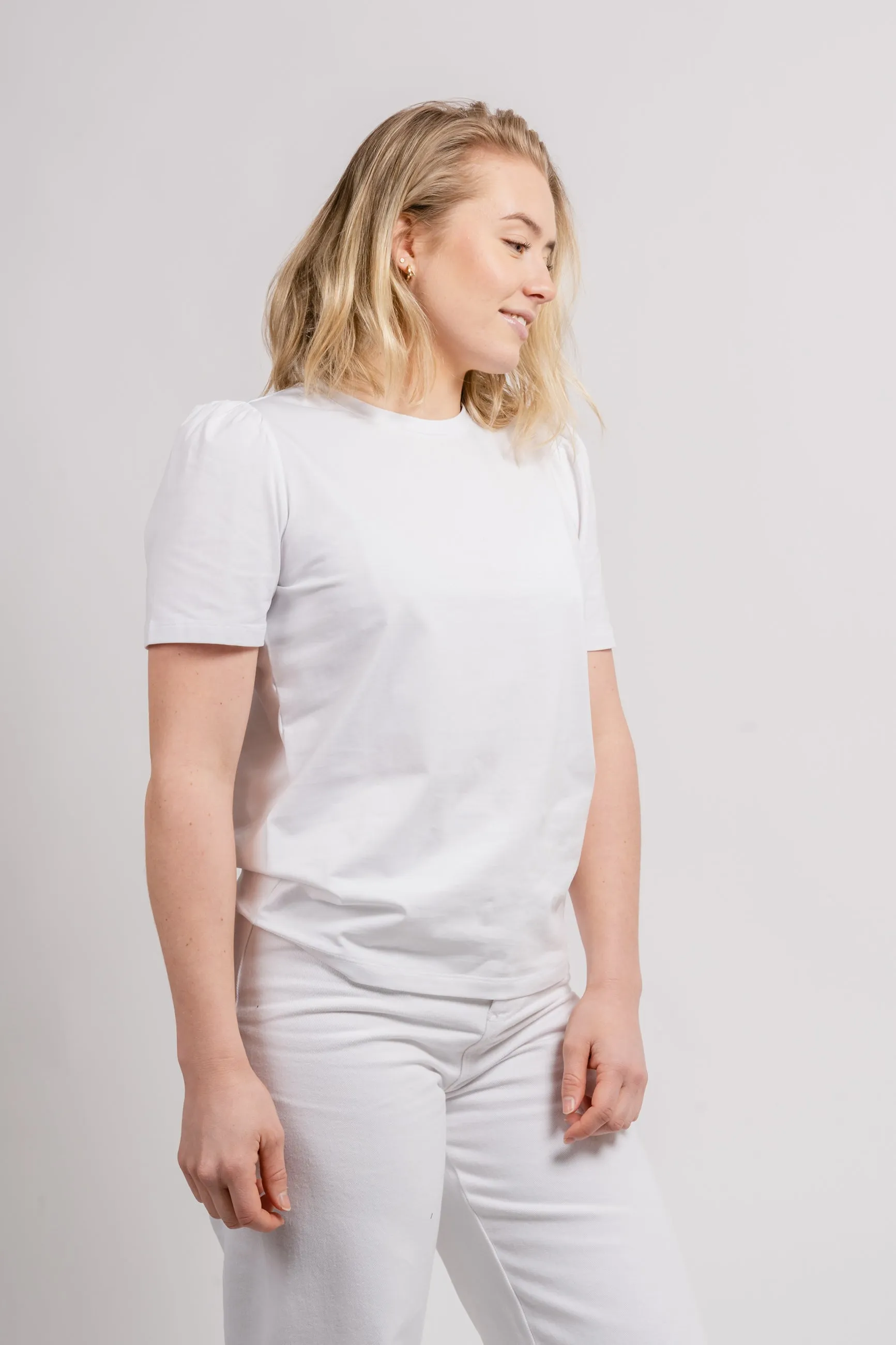 Janine Puff Tee - White