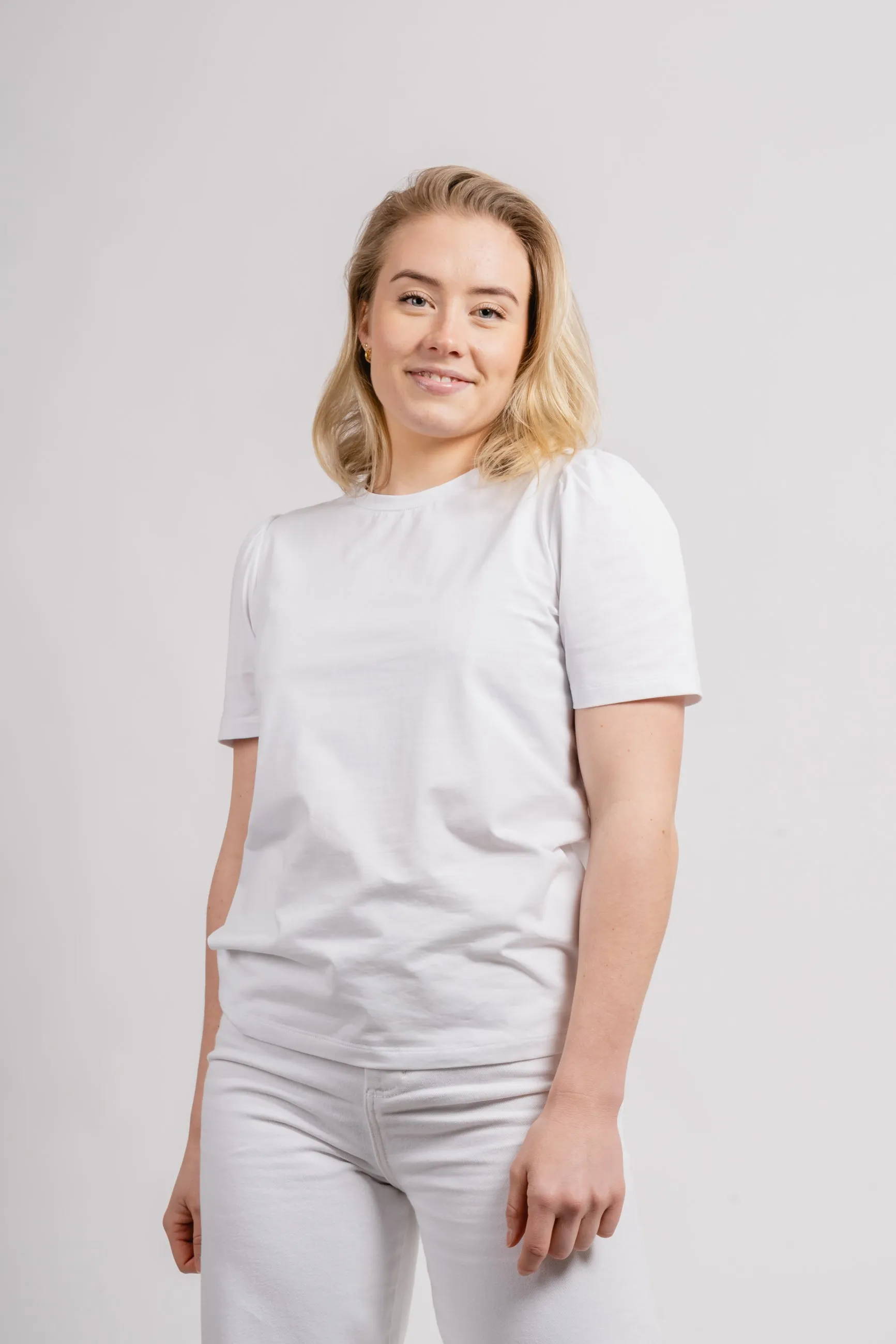 Janine Puff Tee - White
