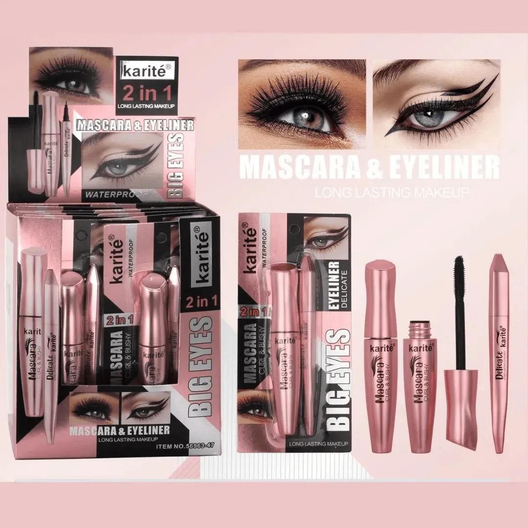 Karite 2 in 1 Big Eyes Mascara & Eyeliner - 15ml   1ml