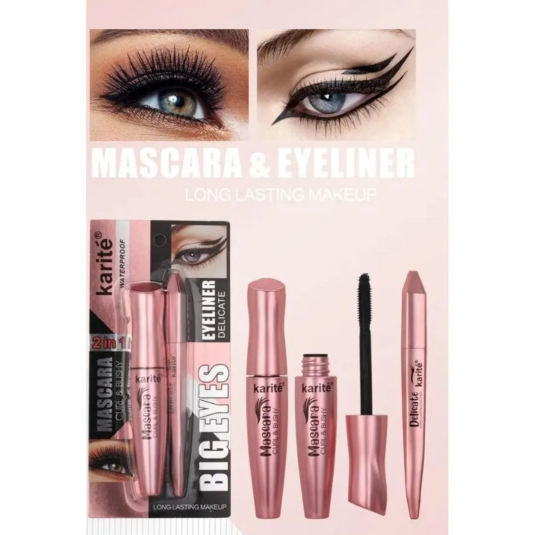 Karite 2 in 1 Big Eyes Mascara & Eyeliner - 15ml   1ml