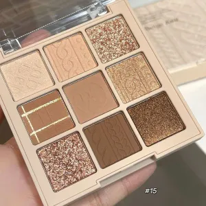 Korean Fashion Matte Eye Shadow 9 Palace Grid Colors Makeup Pearlescent Glitter Board Milk Tea Plate Eyeshadow  Cosmetic