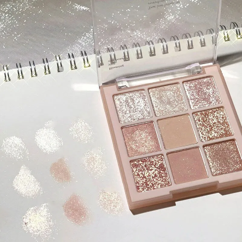 Korean Fashion Matte Eye Shadow 9 Palace Grid Colors Makeup Pearlescent Glitter Board Milk Tea Plate Eyeshadow  Cosmetic
