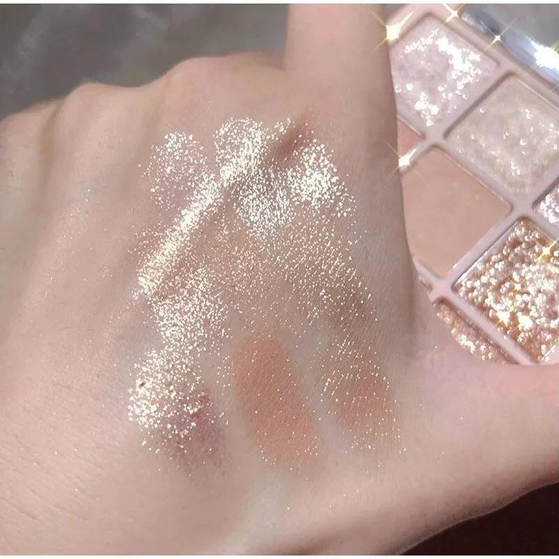 Korean Fashion Matte Eye Shadow 9 Palace Grid Colors Makeup Pearlescent Glitter Board Milk Tea Plate Eyeshadow  Cosmetic