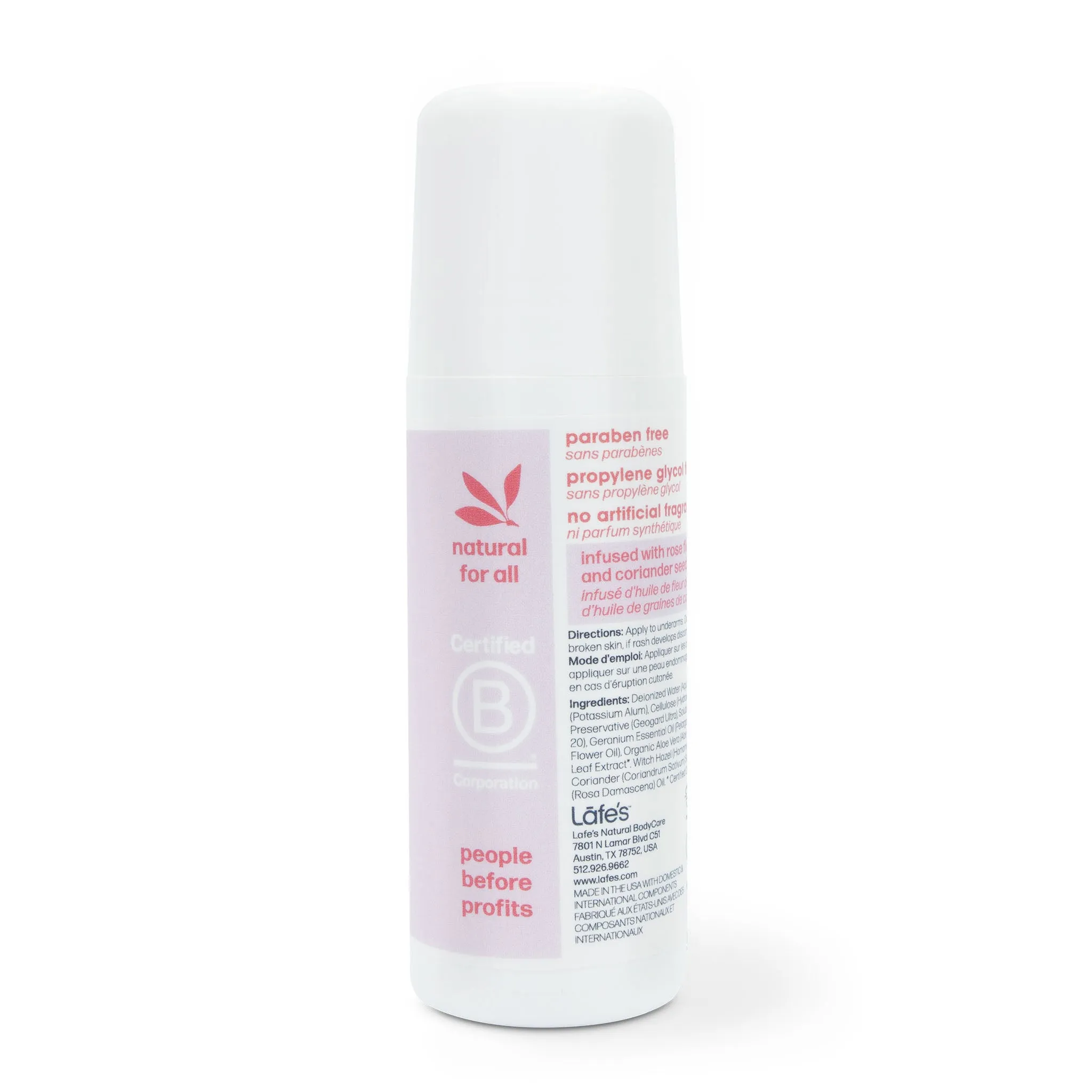 Lafe's Deodorant Roll On - Rose   Coriander (Bliss)