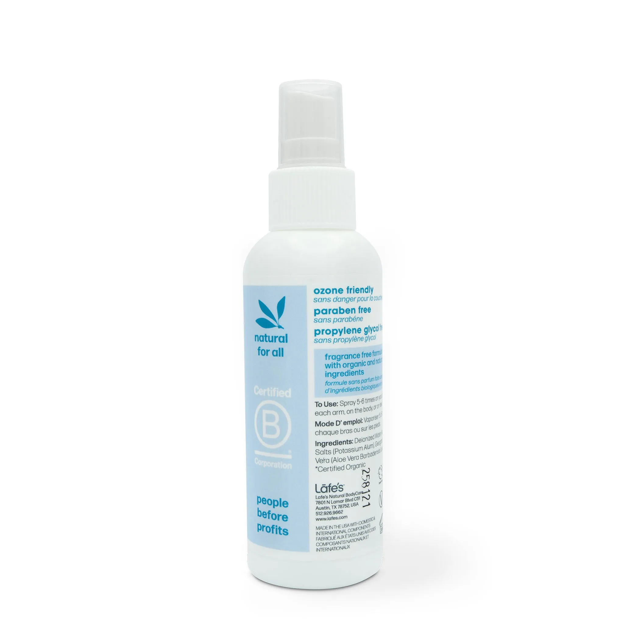 Lafe's Deodorant Spray Unscented (Fragrance Free) - 4 oz.