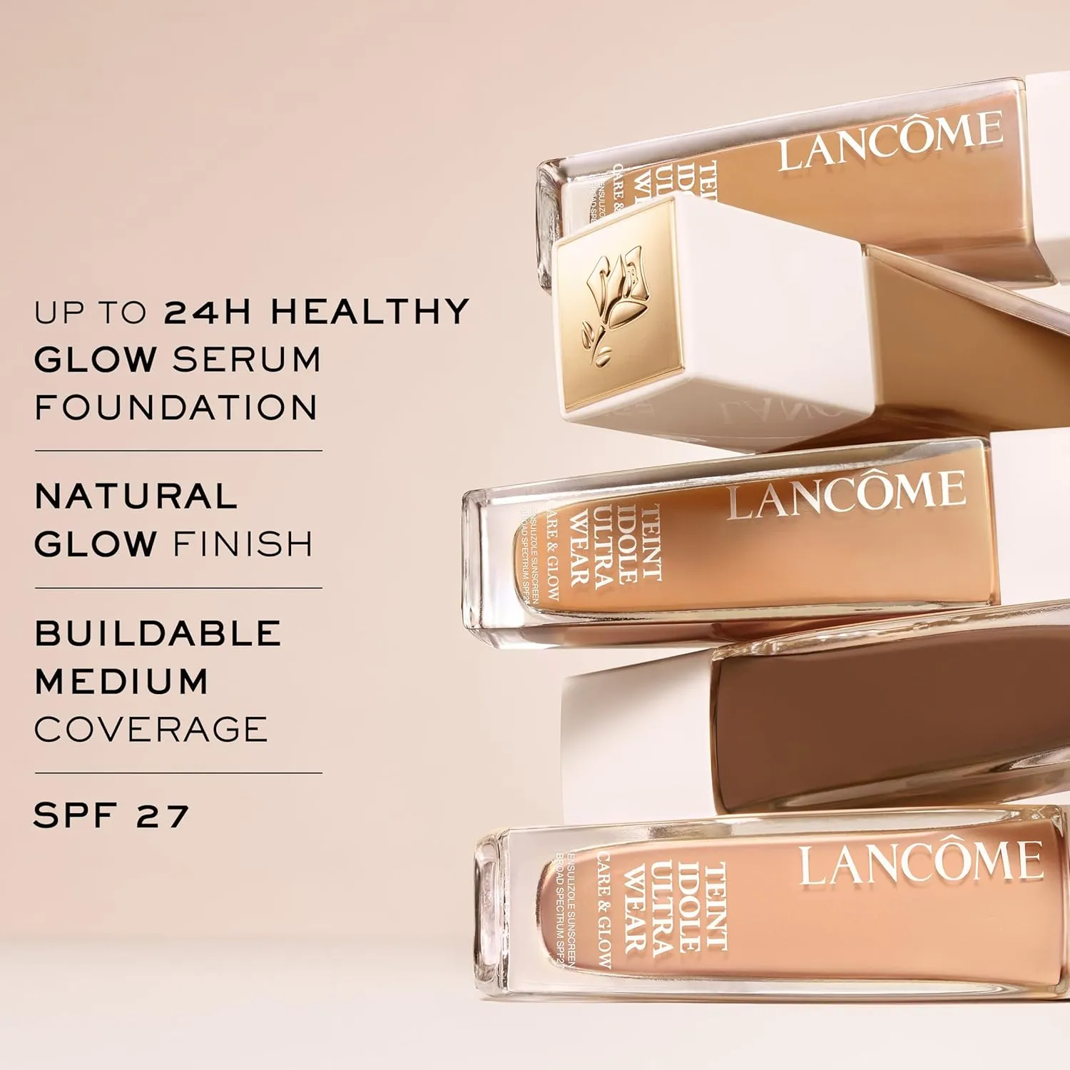 Lancme Teint Idle Ultra Wear Care & Glow Foundation for Up to 24H Healthy Glow - SPF27 - Medium Buildable Coverage & Natural Glow Finish