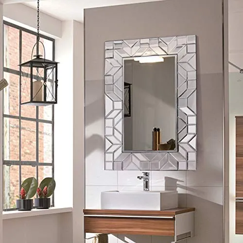 Large Framed Rectangular Bathroom Mirror