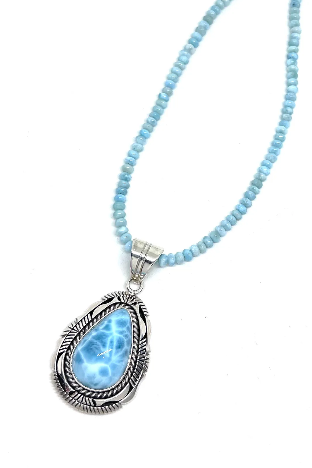 Larimar Rondelle Bead Necklace