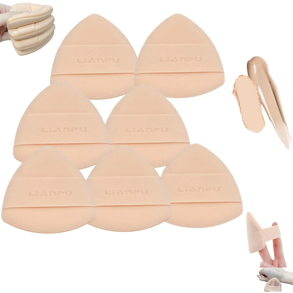 Lian Pu Powder Puff Face Soft Triangle Makeup Puff Makeup Sponge Beauty Blender For Under Eyes And Face Corners Loose Setting Powder Wet And Dry Beauty Makeup Tools (Pink)