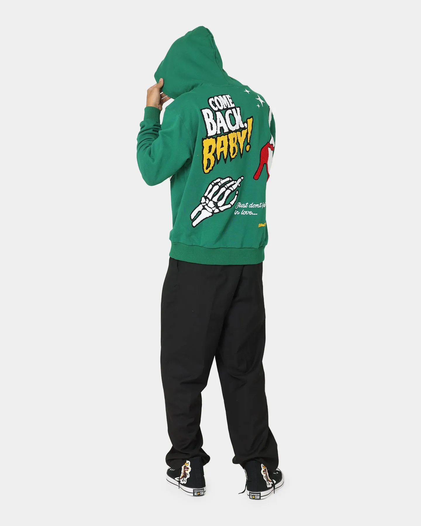 Lifted Anchors City Puff Print Hoodie Pine Green