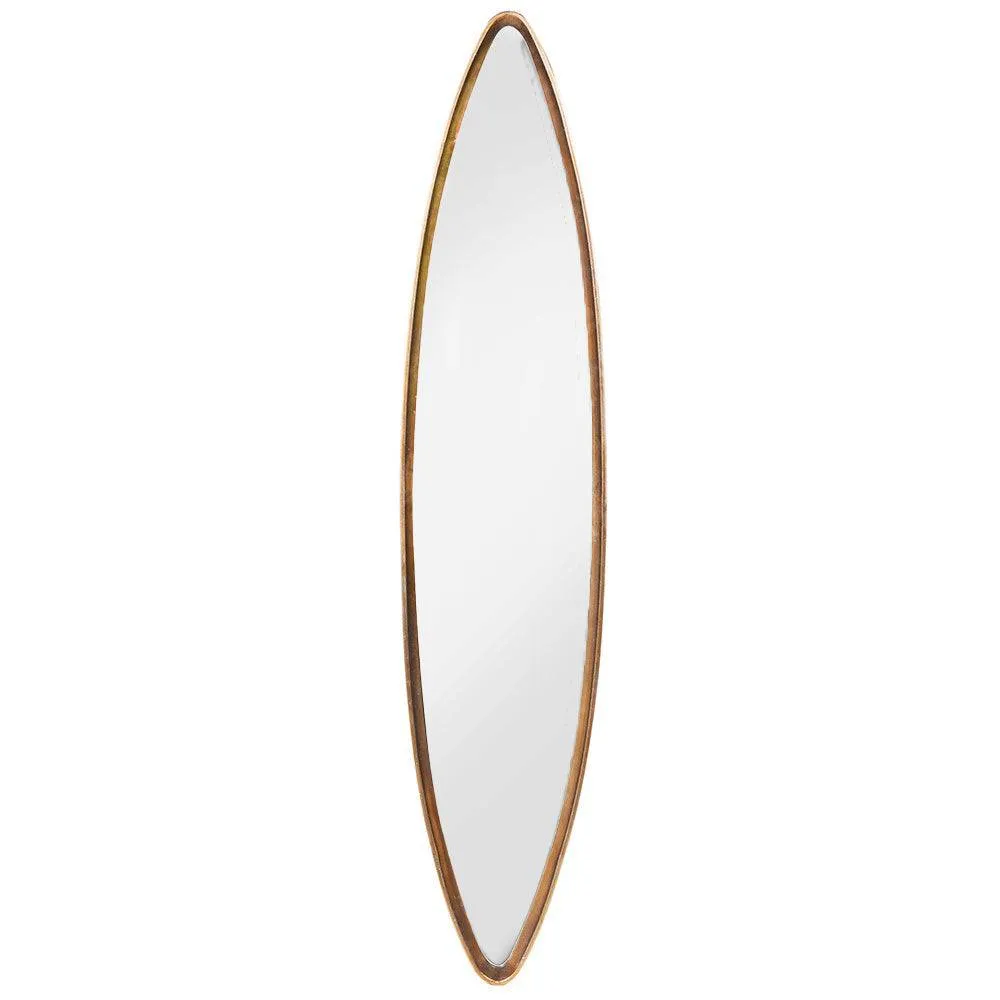 Long & Narrow Gilt Oval Mirror 165 cm x 35 cm