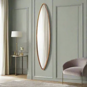 Long & Narrow Gilt Oval Mirror 165 cm x 35 cm