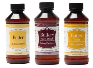 LorAnn Oils Bakery Emulsion Set of 3, Butter, Buttery Sweet Dough, Butter Vanilla