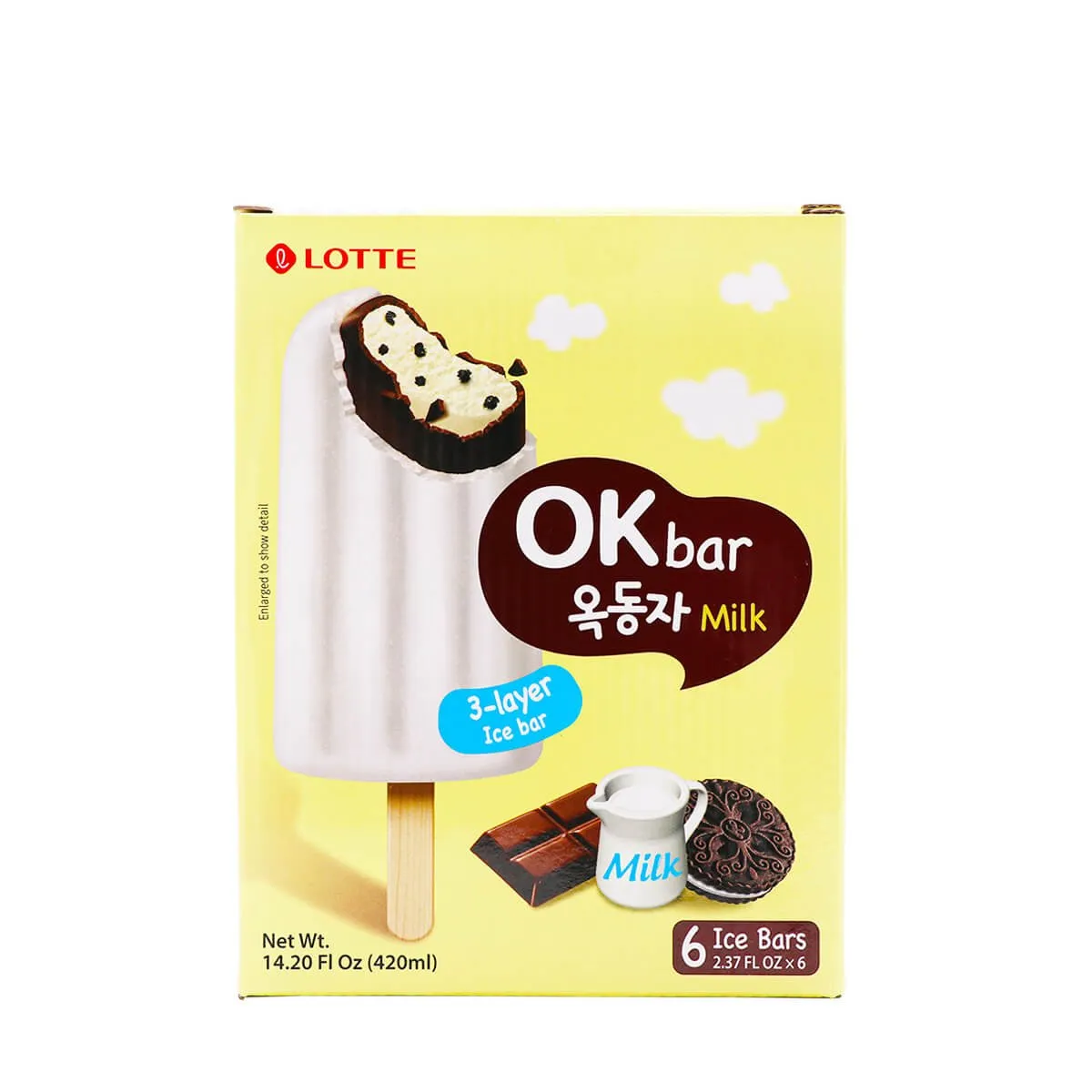 Lotte Ok Bar Milk 6 Ice Bars x 2.37fl.oz, 14.20fl.oz