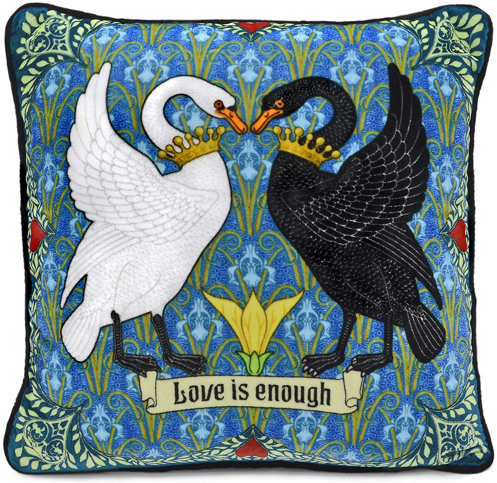 Love is Enough - Black Swan, White Swan on silk velvet