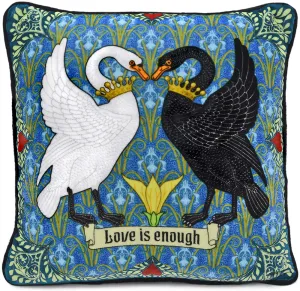 Love is Enough - Black Swan, White Swan on silk velvet