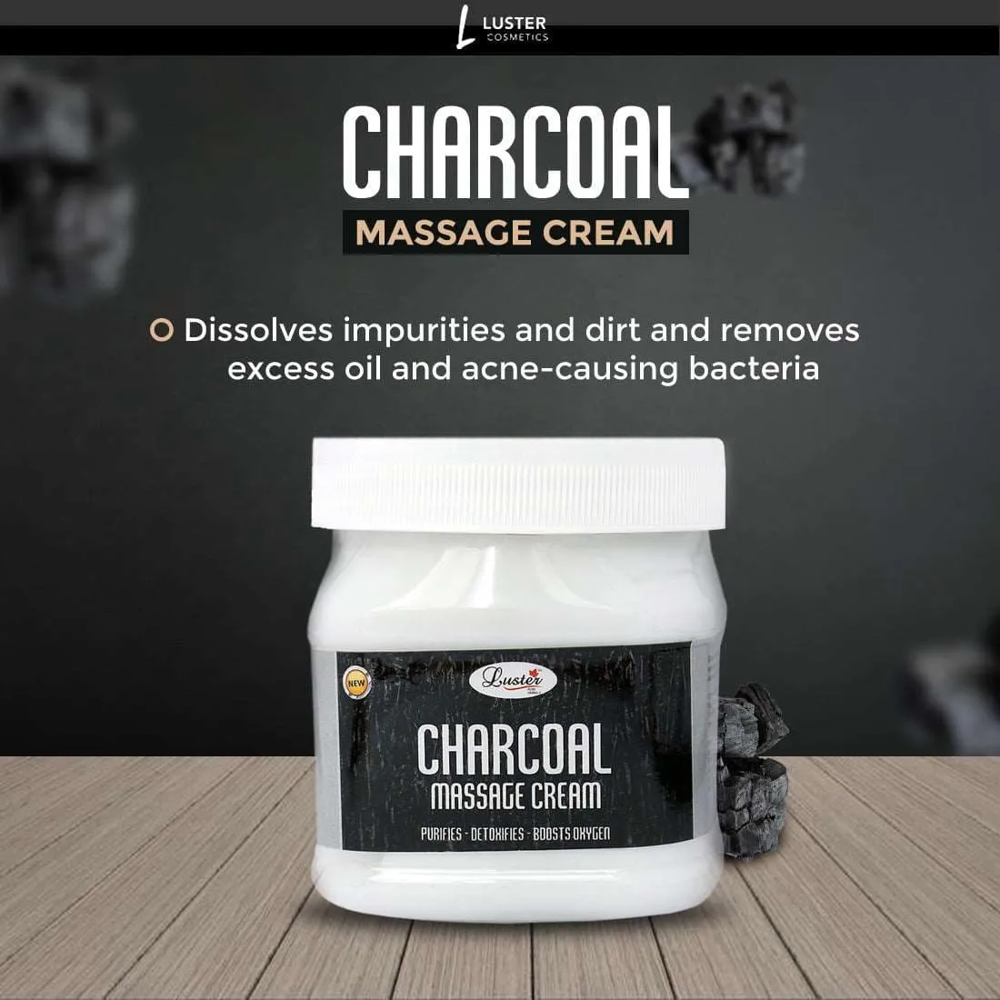 Luster Charcoal Massage Cream - 500ml