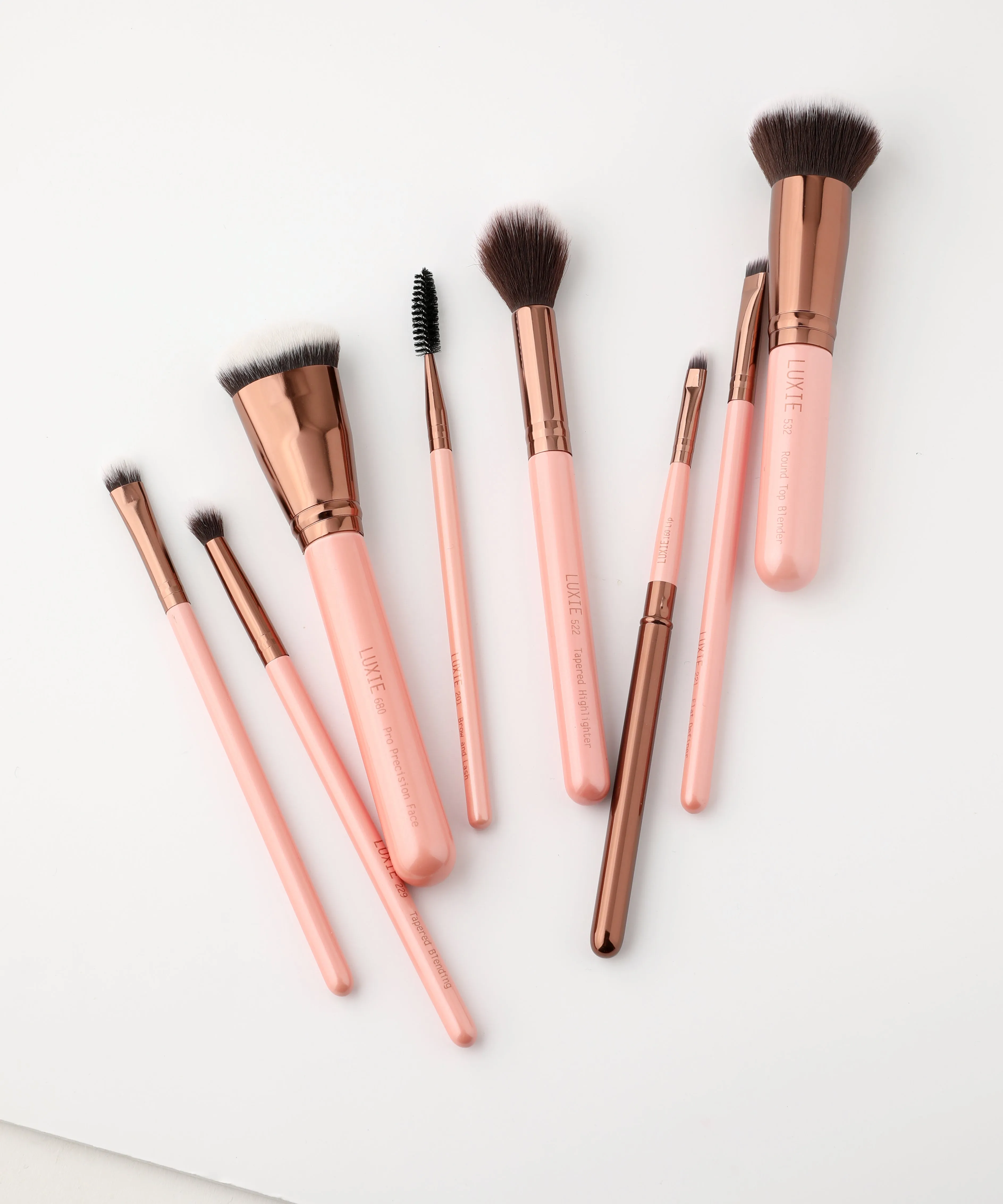 LUXIE Complete Face Brush Set - Rose Gold