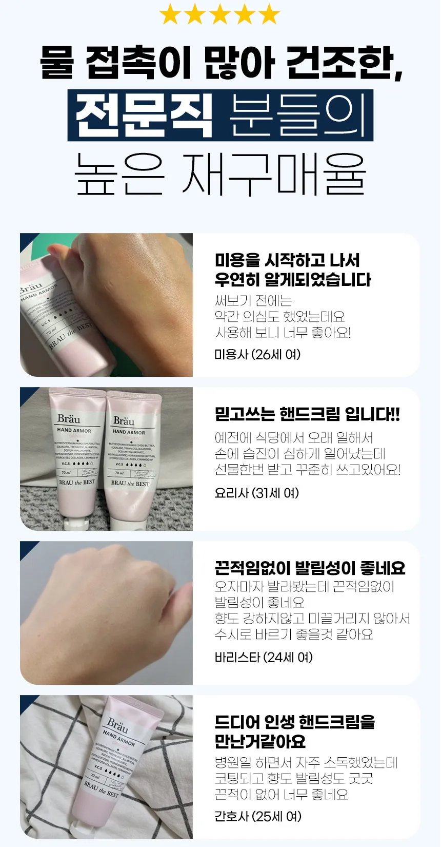 Made in Korea BRAU High Moisturizing With hand armour hand cream GIFT SET 70ml 70ml