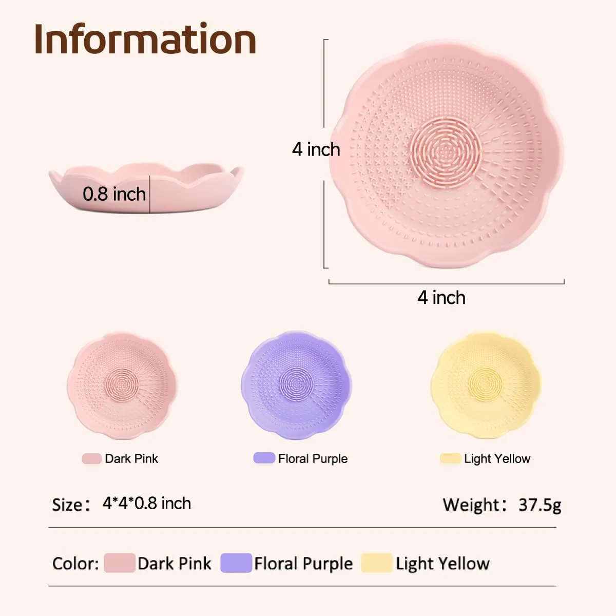Makeup Brush Cleaner,Silicone Makeup Brush Cleaner Mat,Petal Makeup Brush Cleaner and Holder Bowl,Stylish Cosmetic Brush Cleaner Pad Bowl for Makeup Brush and Drawing Tool,2 PCS-Pink,Yellow