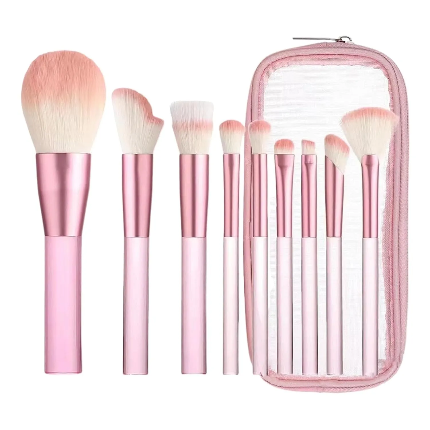 Makeup Brush Set with Storage Case, 9 Pcs Synthetic Professional Flat Foundation Brush,Eyeshadow Contour Eyeliner Concealer Blending Powder Brushes,Gifts for Mom