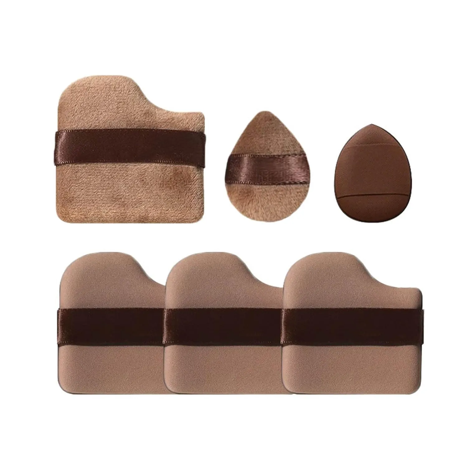 Makeup Puff Set, 1 Box Of 6-Pack Chocolate Color Blending Sponges & Powder Puffs, Soft & Reusable Makeup Sponges for Foundation, Blusher Mini Powder Puffs Set (1 Box Of 6-Pack)