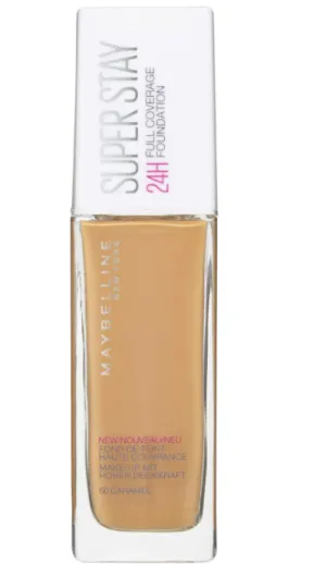 Maybelline New York Foundation, Superstay 24 Hour Longlasting Foundation, Lightweight Feel, Water and Transfer Resistant, 30 ml, Shade: 60, Caramel