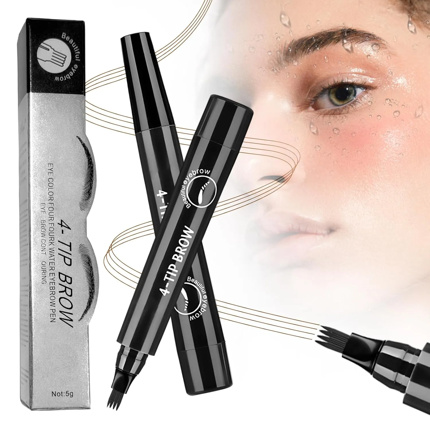 Microblading Eyebrow Pencil,Upgrade Eyebrow Pencil with 4 Micro-Fork Tip,Magic Waterproof Eyebrows Pencils Tattoo Pencils Eye Brow Pen,Natural Eyebrow Pen for Women Men (Black#)