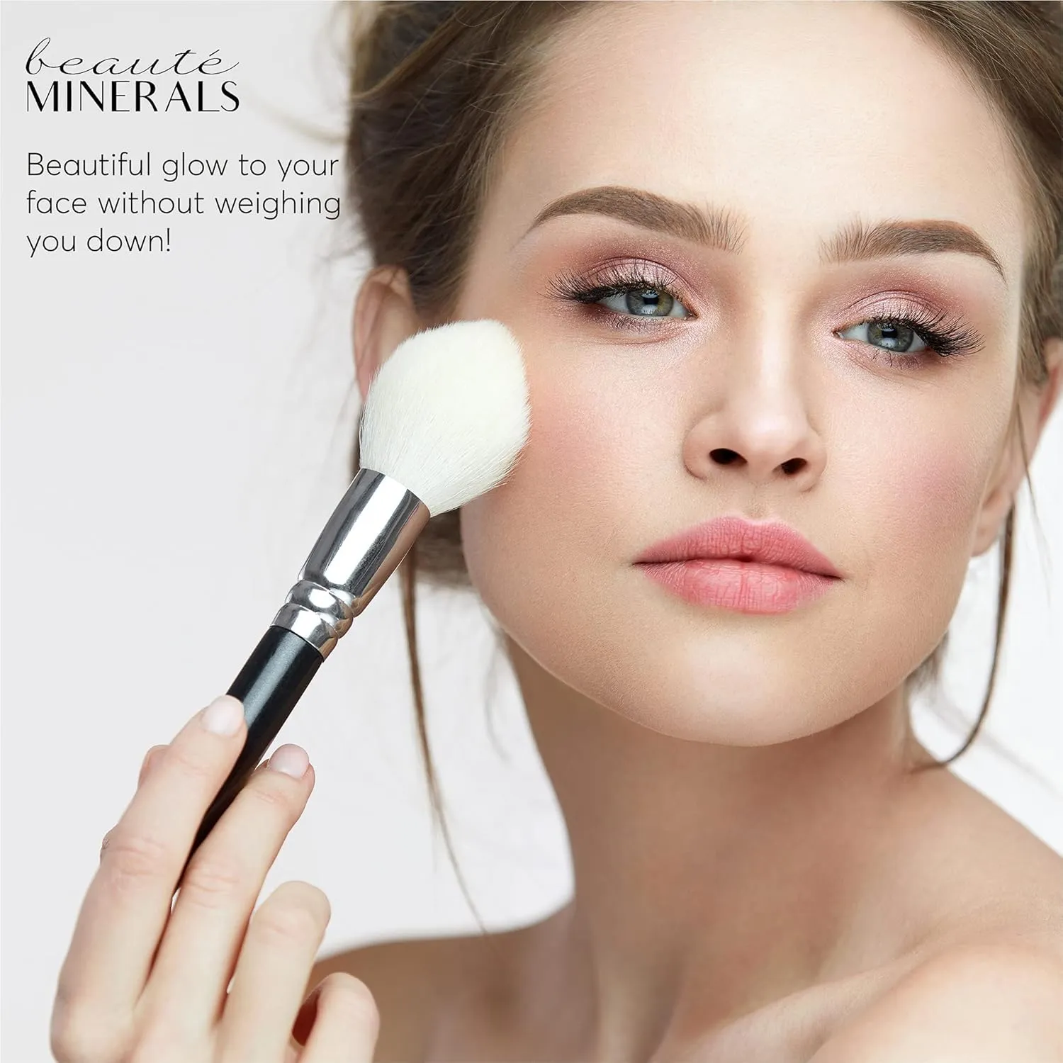 Mineral Blush Powder by Beaut Minerals | Gluten Free Pressed Powder Blush Makeup: Natural Makeup Contour, Blush and Highlighter Palette for Glowing Skin, Body Shimmer, Lip and Cheek Tint in Peachy