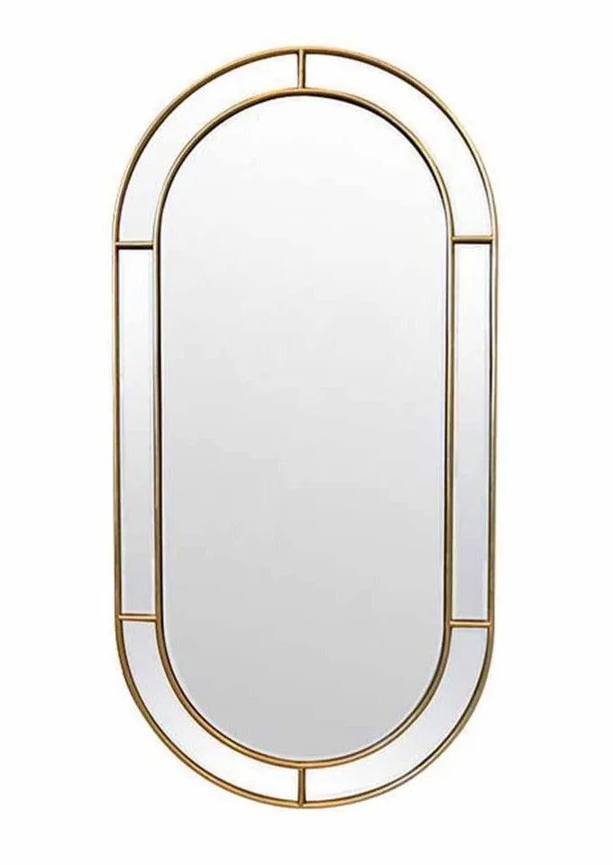 Miroir Métal Arrondi Doré 45x90cm