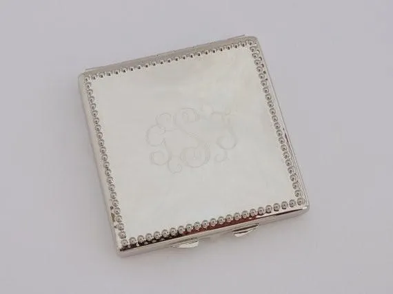Monogrammed Square Compact Mirror