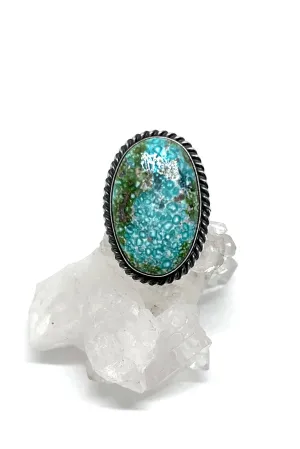 Navajo Mary Spencer Oval Sonoran Gold Turquoise Ring Size 8