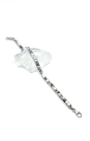 Navajo White Buffalo Sterling Silver Link Bracelet
