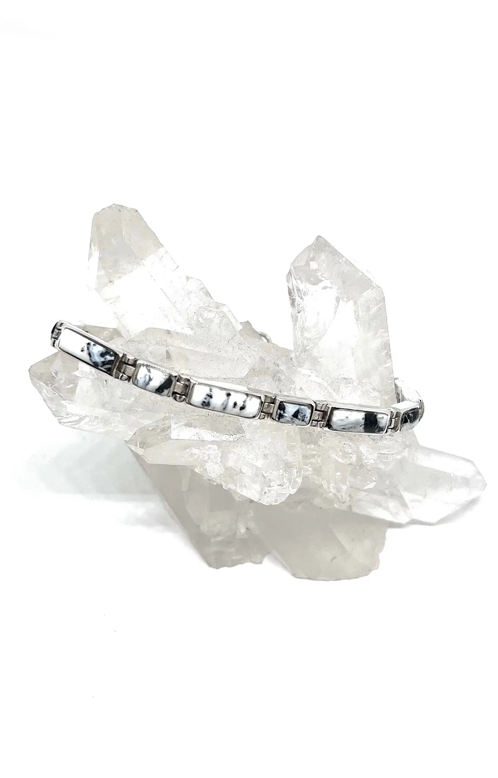 Navajo White Buffalo Sterling Silver Link Bracelet
