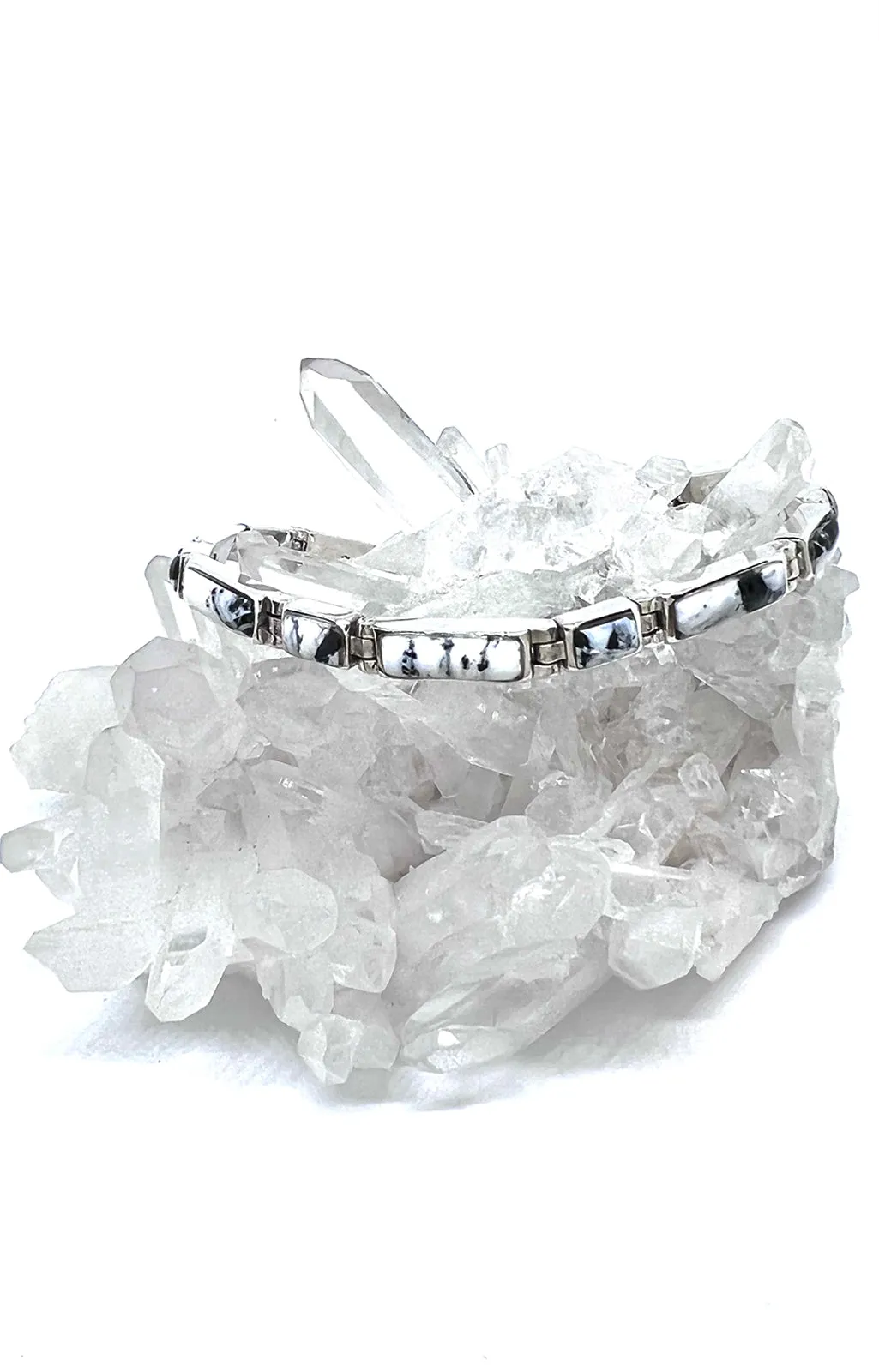 Navajo White Buffalo Sterling Silver Link Bracelet