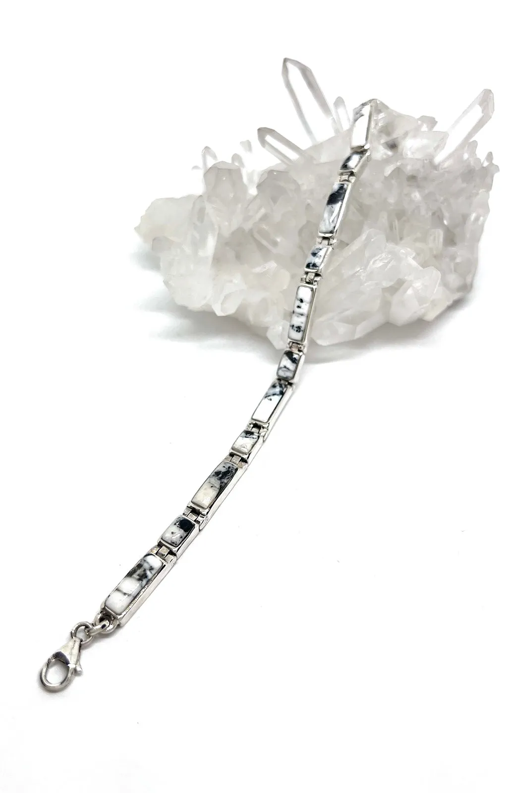 Navajo White Buffalo Sterling Silver Link Bracelet