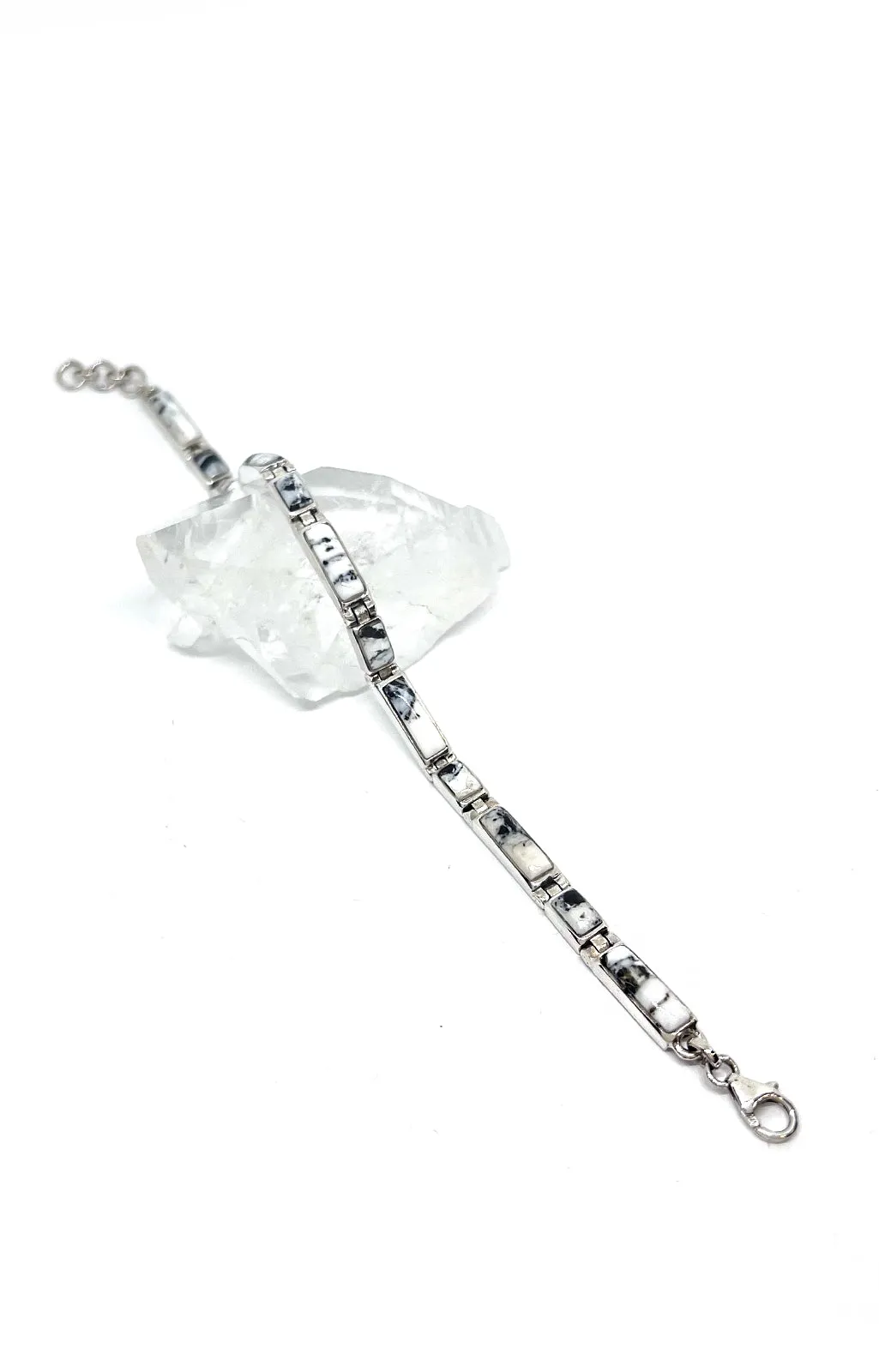 Navajo White Buffalo Sterling Silver Link Bracelet